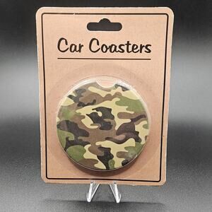 Camo Car Cup Holder Coasters Set Absorbent Stone Vehicle Drink Coasters New